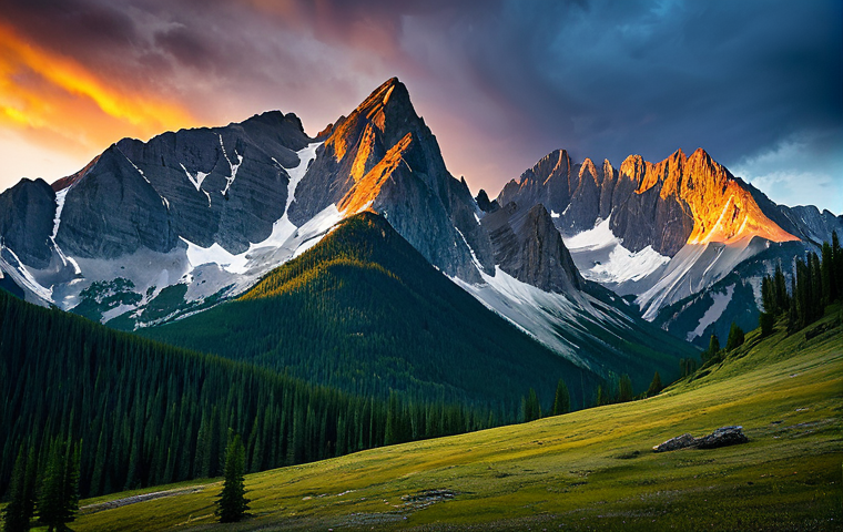 Mountain Landscape with Dynamic Lighting**
"A breathtaking vista of the Rocky Mountains at sunset, capturing the rugged textures of the rock formations, dramatic lighting effects highlighting the peaks, and subtle atmospheric haze adding depth to the scene. Use a palette of warm and cool colors to evoke a sense of drama and awe. Fully clothed, appropriate content, safe for work, perfect anatomy, natural proportions, professional landscape photography, high quality, realistic textures, dynamic lighting, family-friendly."
**