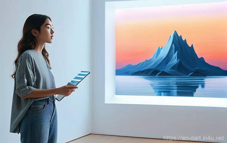 AI 아트 윤리적 논란 - **Prompt:** A young, diverse female artist in her late 20s, wearing stylish but comfortable studio a...