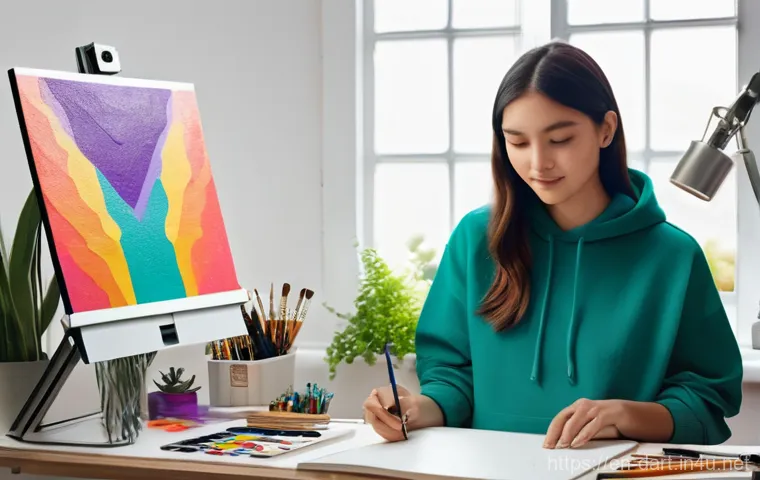 AI 아트 윤리적 논란 - **Prompt:** A male graphic designer in his mid-30s, of South Asian descent, sits focused at a high-t... AI 아트 윤리적 논란 - **Prompt:** A male graphic designer in his mid-30s, of South Asian descent, sits focused at a high-t...