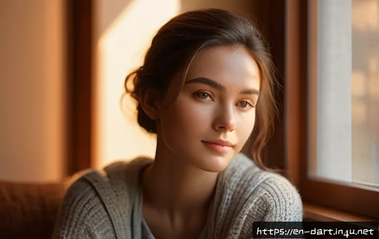 디지털아트 하이라이트와 음영 기법 - A cozy indoor portrait scene featuring a young woman sitting by a window bathed in soft, diffused wa...