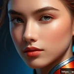 Home 19 디지털아트 캐릭터 채색 기법 - A dynamic digital portrait of a confident young female hero in stylized art style, wearing vibrant r...