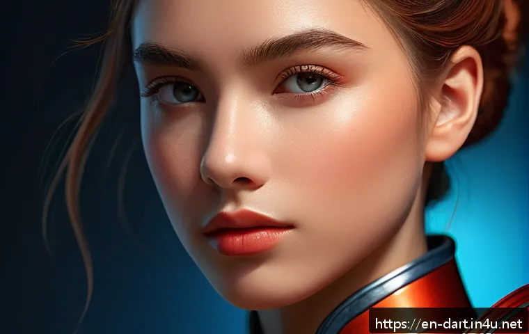 디지털아트 캐릭터 채색 기법 - A dynamic digital portrait of a confident young female hero in stylized art style, wearing vibrant r...